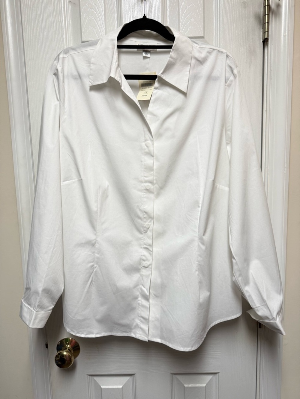 Coldwater Creek Classic Crisp White Normcore Button-Down Shirt 1X-2X